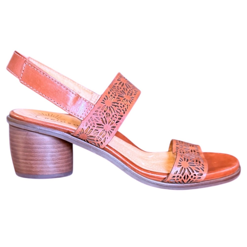 Brioso‎ 8.5 Paloma Brown Leather Slingback Sandals With Laser Cut Detail